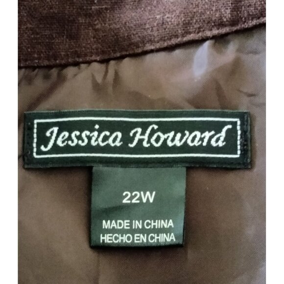 Jessica Howard Brown Turquoise Abstract Print Dress Beaded Neckline Size 22W - Picture 7 of 8